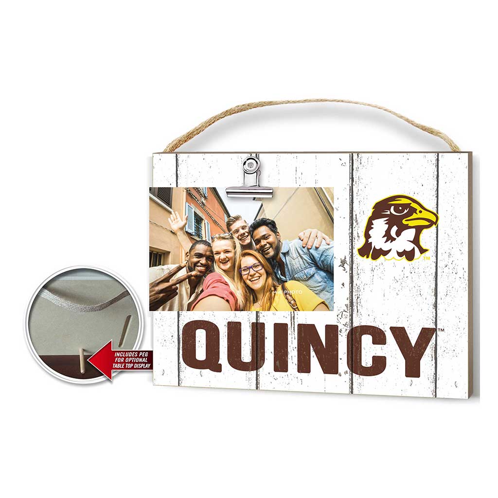 Clip It Weathered Logo Photo Frame Quincy University Hawks
