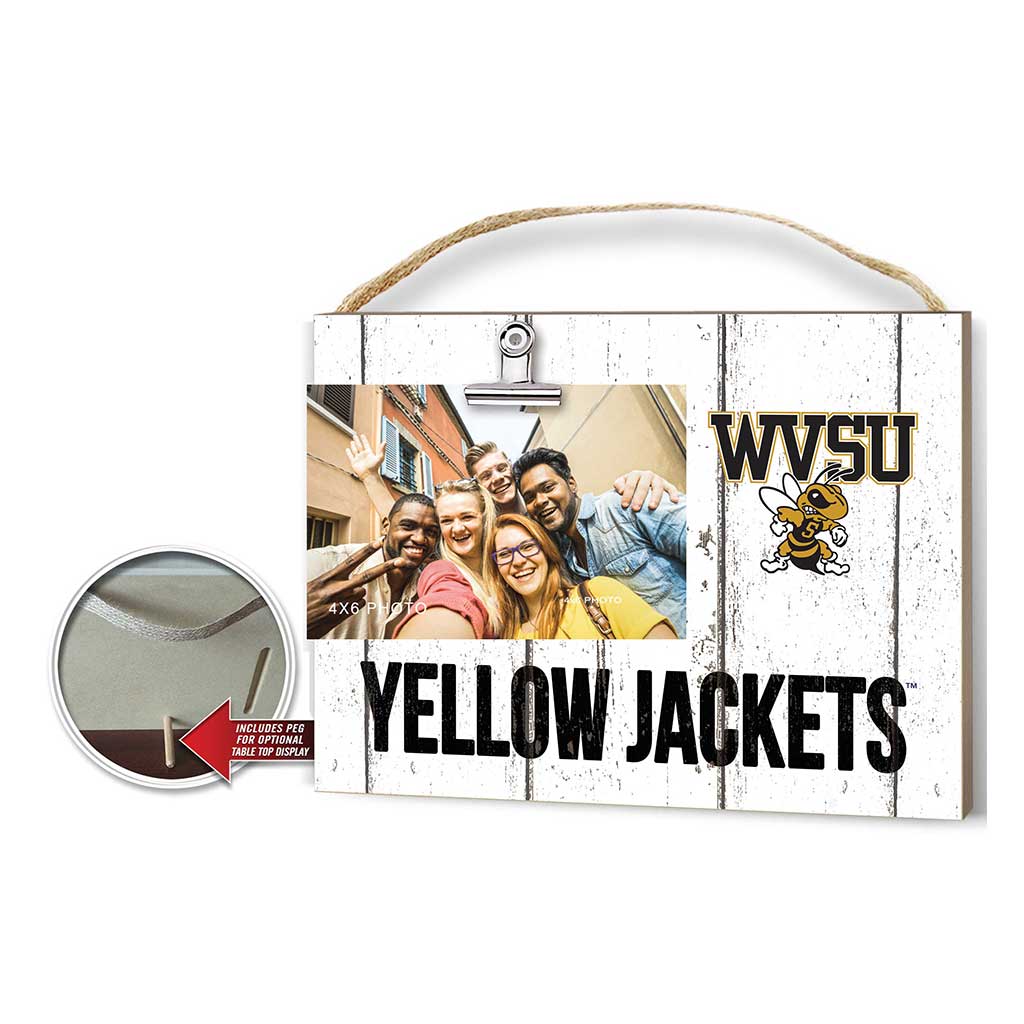 Clip It Weathered Logo Photo Frame West Virginia State Yellow Jackets