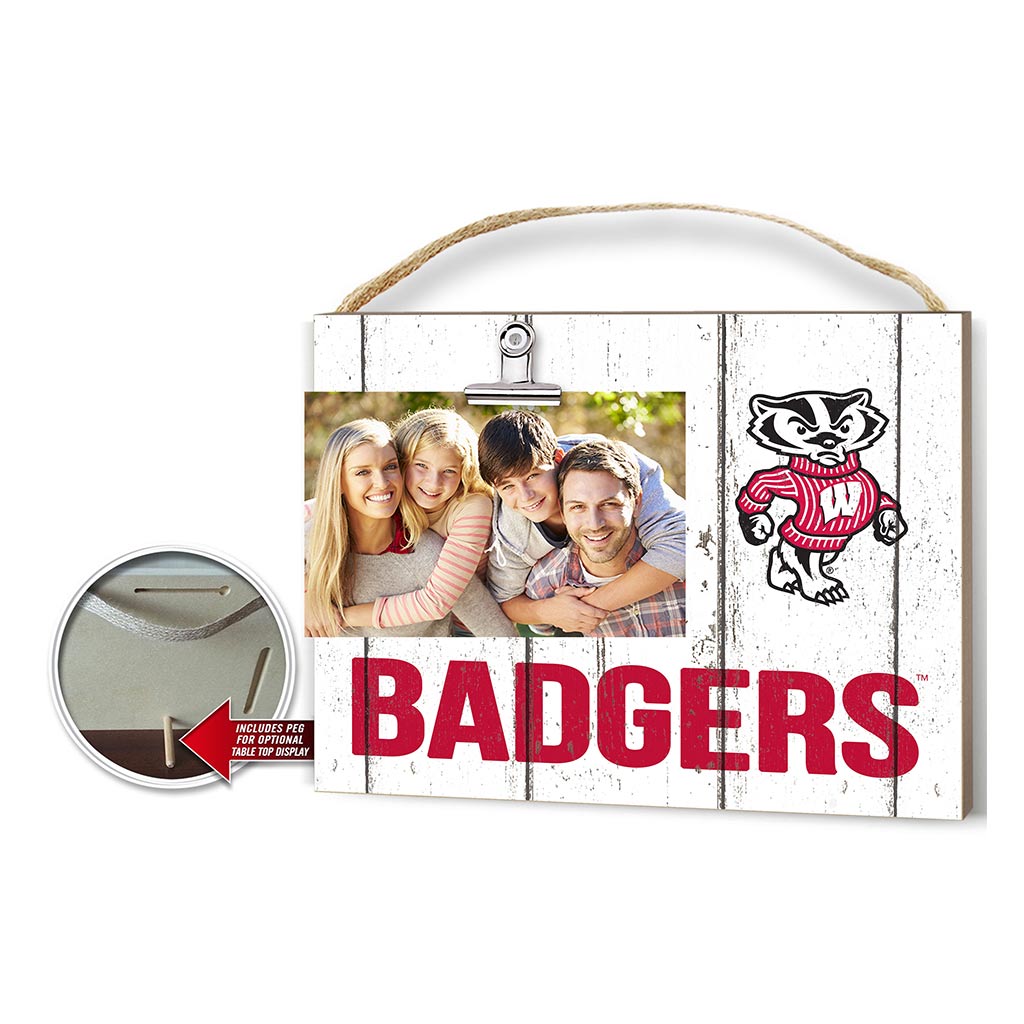 Clip It Weathered Logo Photo Frame Wisconsin Badgers