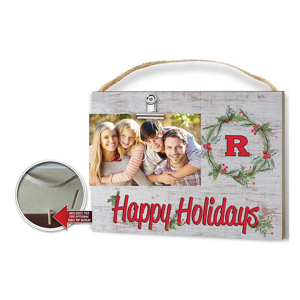 Happy Holidays Clip It Photo Frame Rutgers Scarlet Knights
