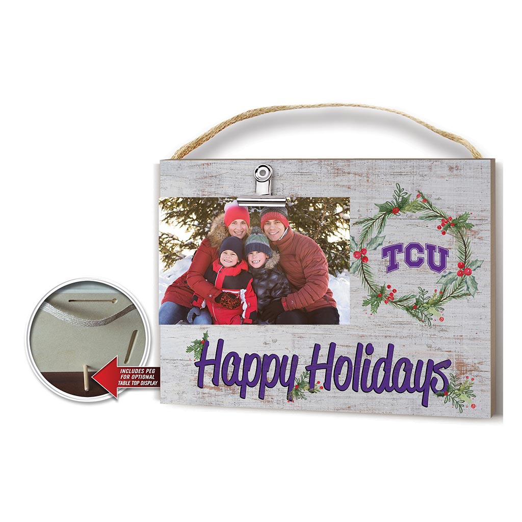 Happy Holidays Clip It Photo Frame Texas Christian Horned Frogs