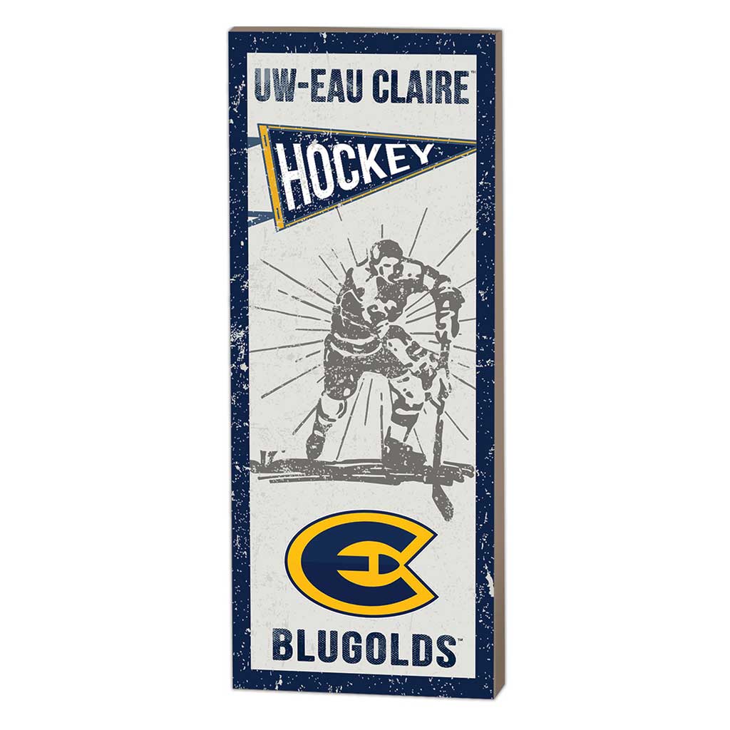 7x18 Vintage Player Eau Claire University Blugolds Hockey