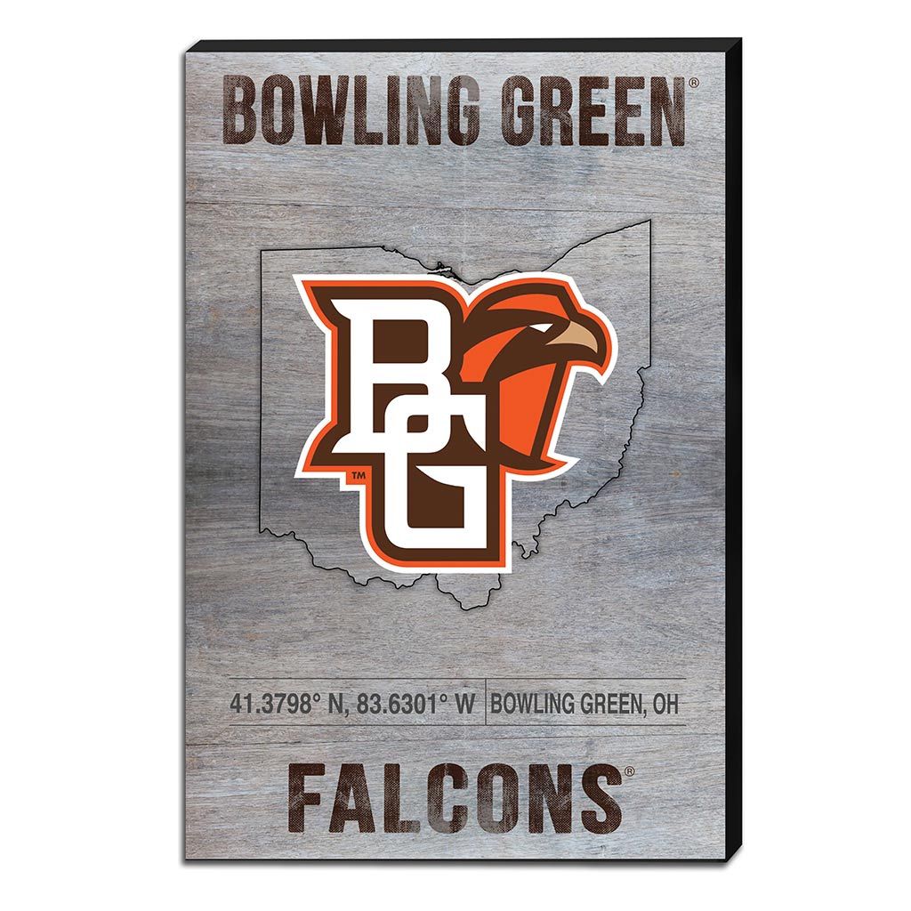 18x12 Canvas State Coordinates Bowling Green Falcons