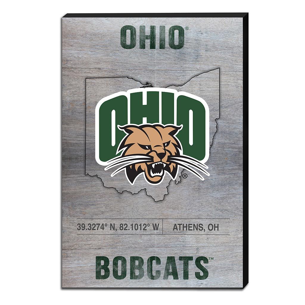 18x12 Canvas State Coordinates Ohio Univ Bobcats