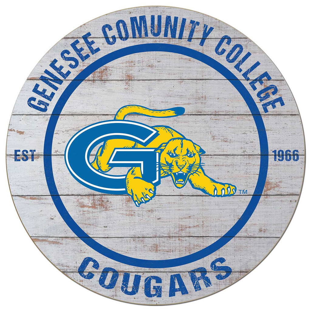 20x20 Weathered Circle Genessee Community College Cougars