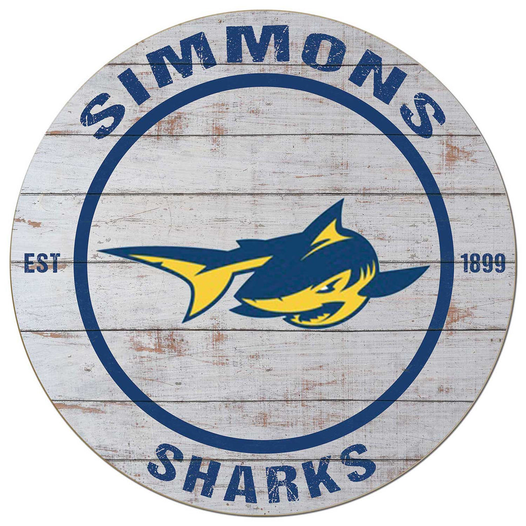 20x20 Weathered Circle Simmons College Sharks