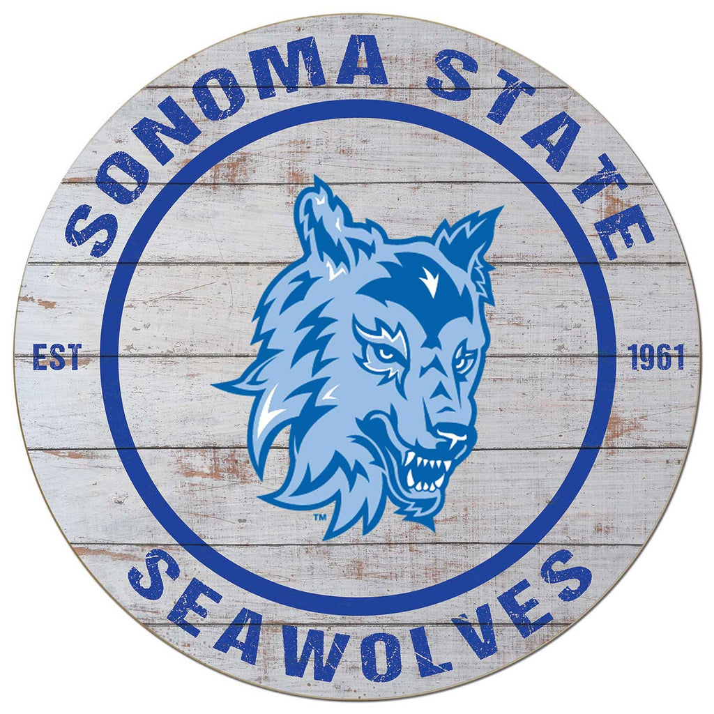 20x20 Weathered Circle Sonoma State University Seawolves
