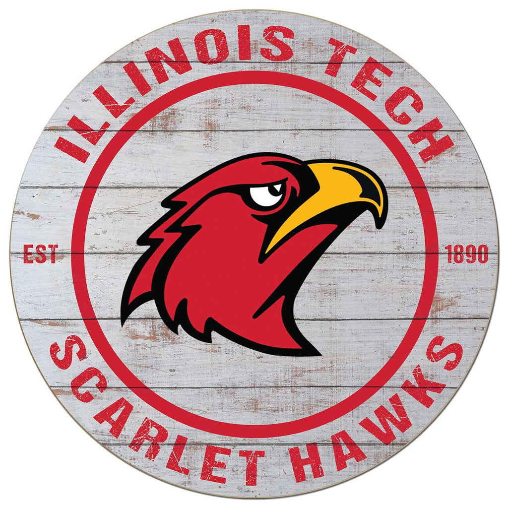 20x20 Weathered Circle Illinois Institute of Technology Scarlet Hawks