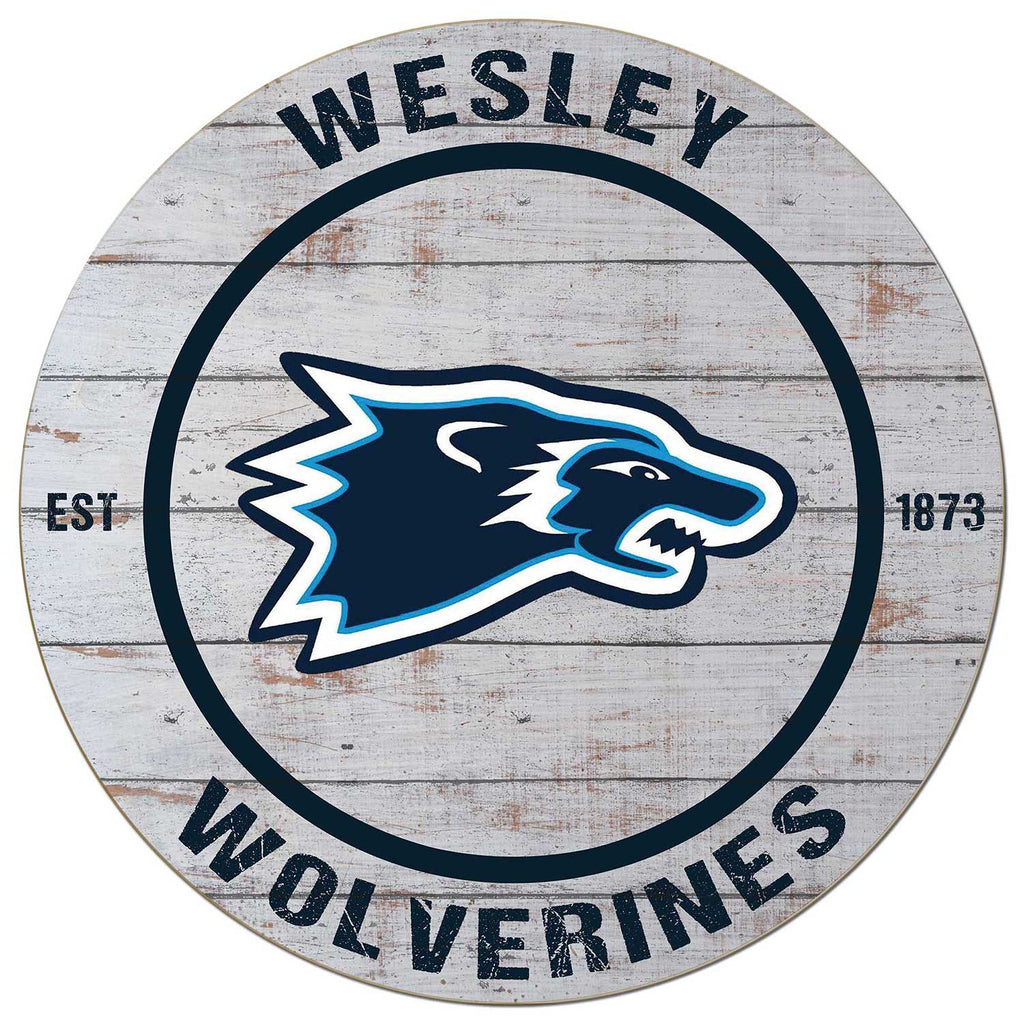 20x20 Weathered Circle Wesley College Wolverines