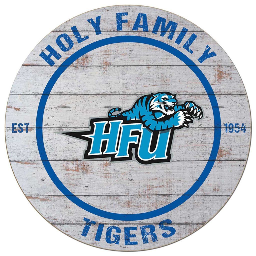 20x20 Weathered Circle Holy Family Universty Tigers