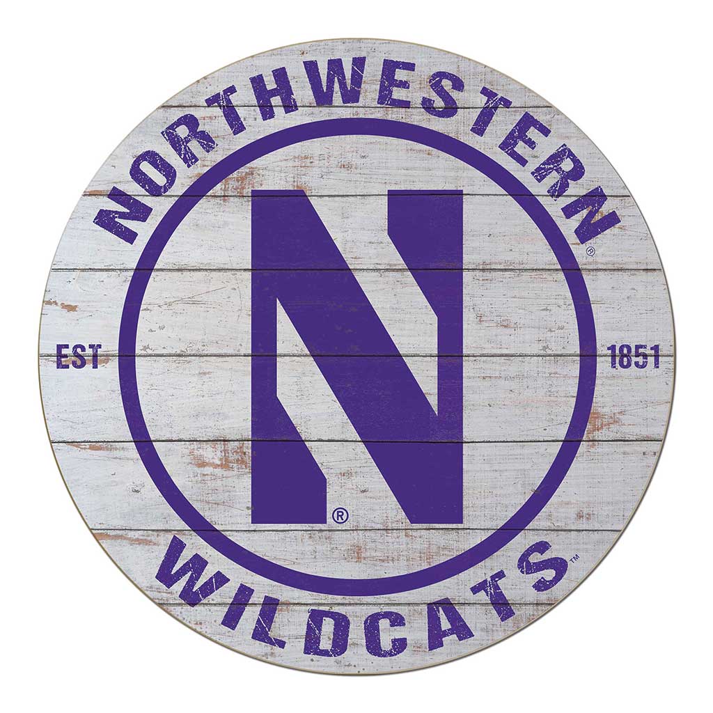 20x20 Weathered Circle Northwestern Wildcats