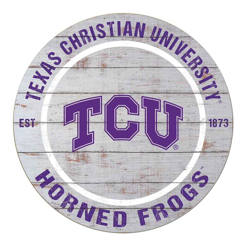 20x20 Weathered Circle Texas Christian Horned Frogs