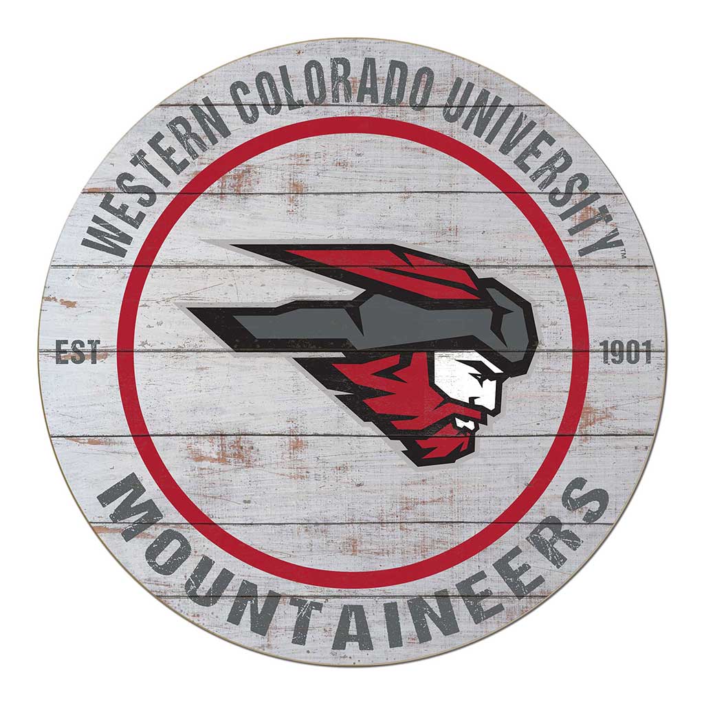 20x20 Weathered Circle Western State Colorado University Mountaineers