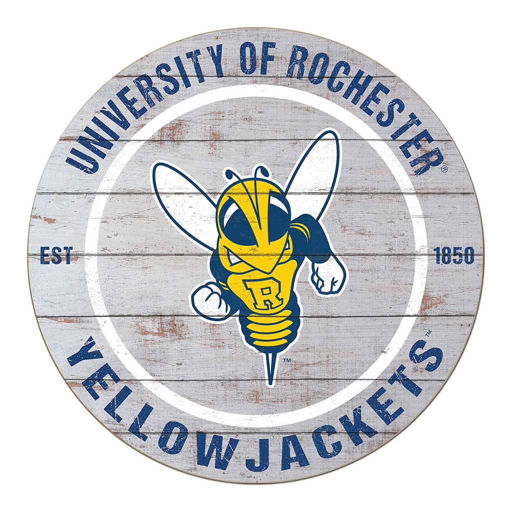 20x20 Weathered Circle University of Rochester Yellowjacket
