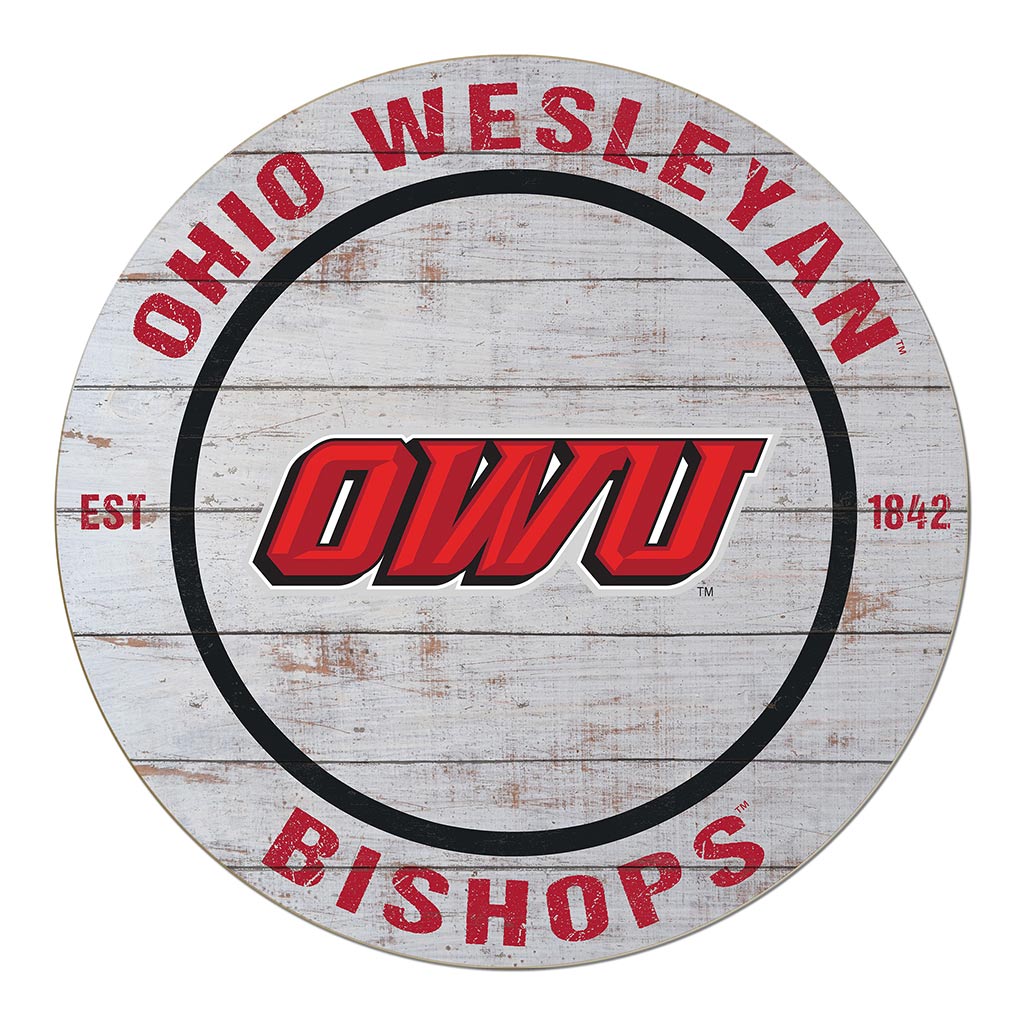 20x20 Weathered Circle Ohio Wesleyan University Battling Bishops Wordmark