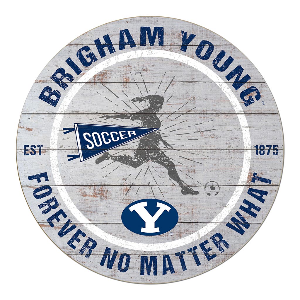 20x20 Throwback Weathered Circle Brigham Young Cougars Soccer Girls