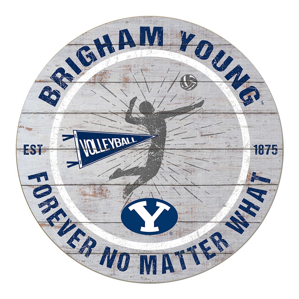 20x20 Throwback Weathered Circle Brigham Young Cougars Volleyball