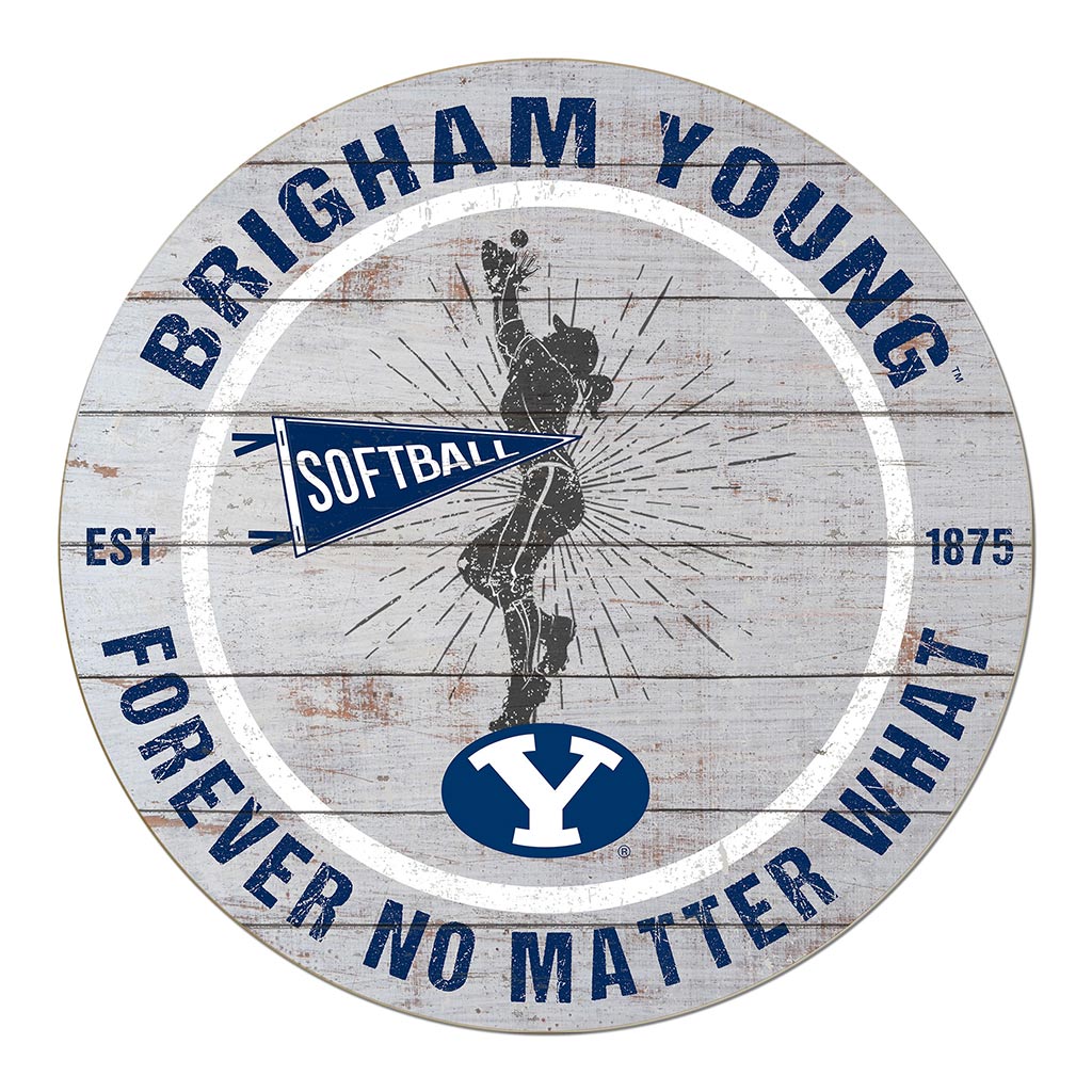 20x20 Throwback Weathered Circle Brigham Young Cougars Softball