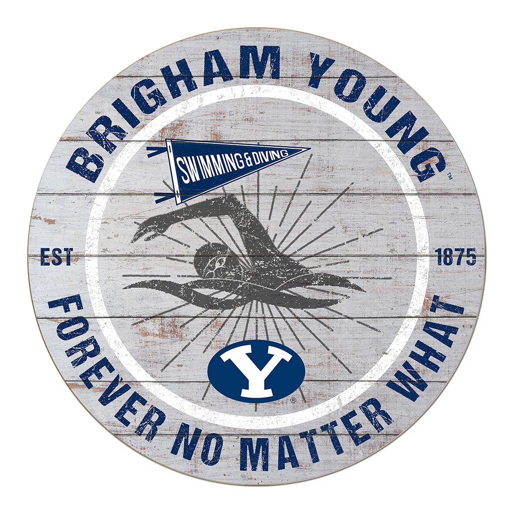 20x20 Throwback Weathered Circle Brigham Young Cougars Swimming
