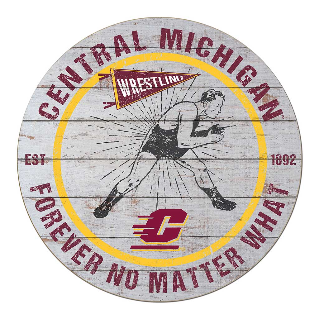 20x20 Throwback Weathered Circle Central Michigan Chippewas Wrestling