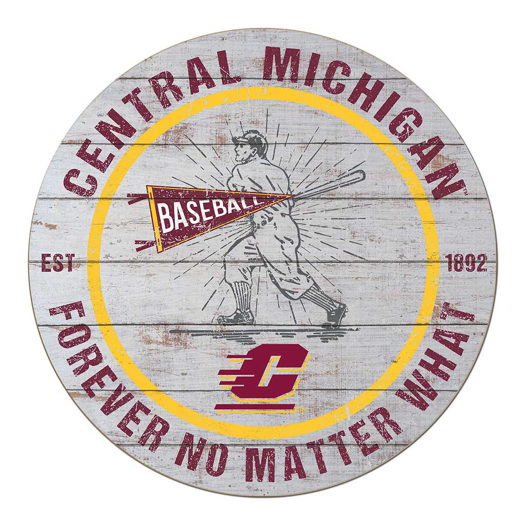 20x20 Throwback Weathered Circle Central Michigan Chippewas Baseball