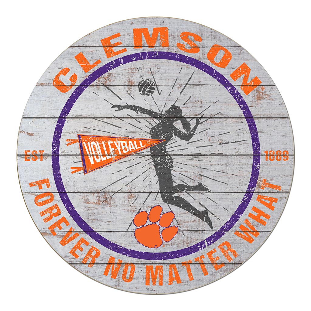 20x20 Throwback Weathered Circle Clemson Tigers Volleyball Girls