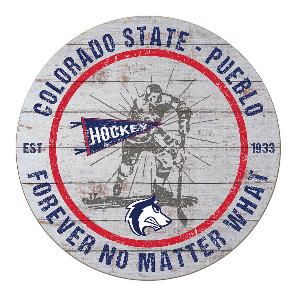 20x20 Throwback Weathered Circle Colorado State-Pueblo Thunder Wolves Hockey