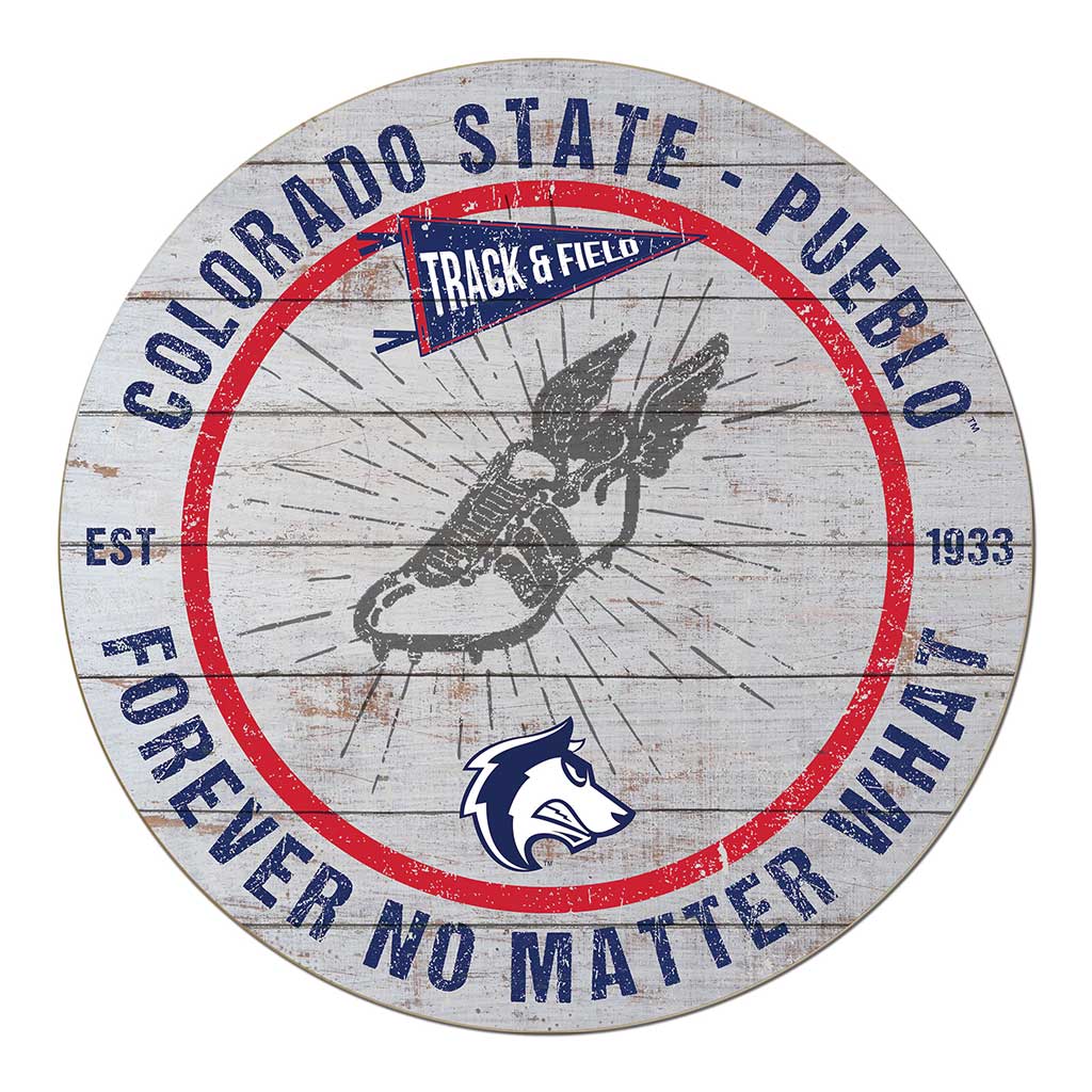 20x20 Throwback Weathered Circle Colorado State-Pueblo Thunder Wolves Track