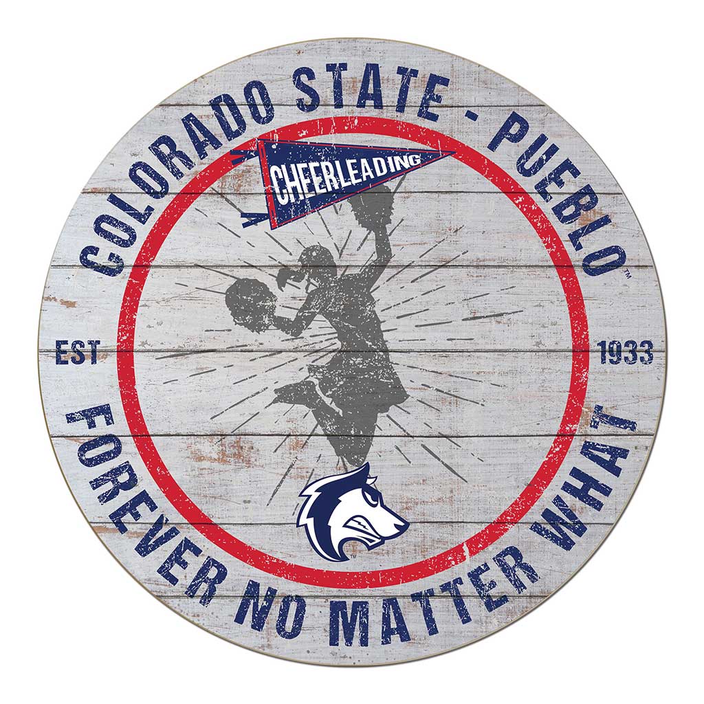 20x20 Throwback Weathered Circle Colorado State-Pueblo Thunder Wolves Cheerleading