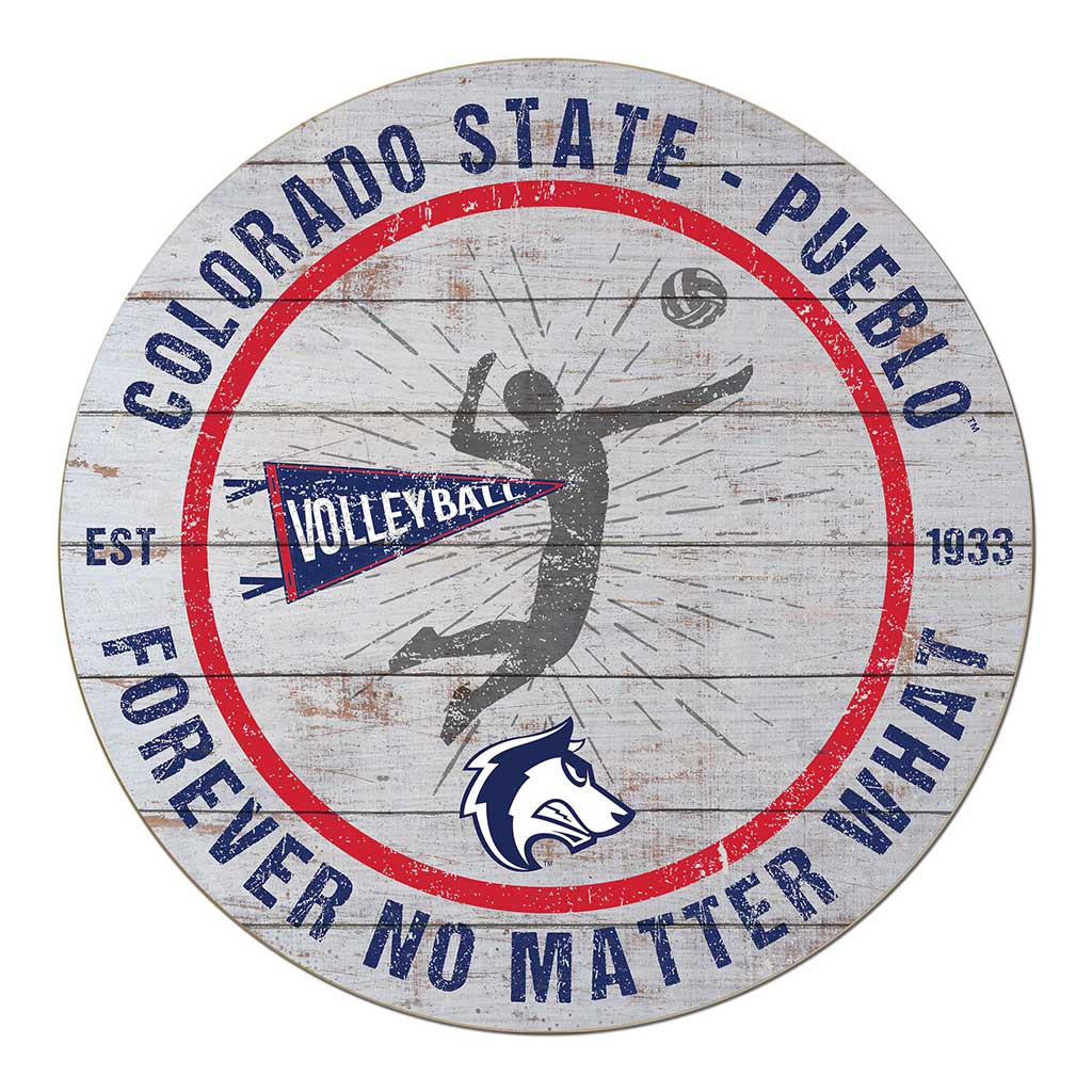 20x20 Throwback Weathered Circle Colorado State-Pueblo Thunder Wolves Volleyball