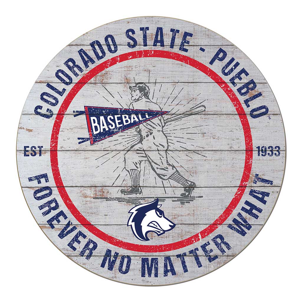 20x20 Throwback Weathered Circle Colorado State-Pueblo Thunder Wolves Baseball