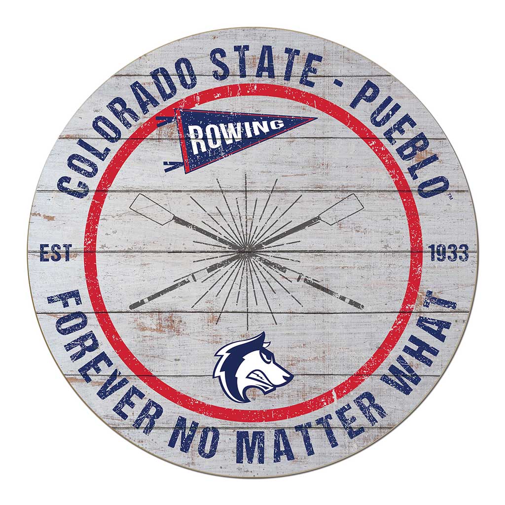 20x20 Throwback Weathered Circle Colorado State-Pueblo Thunder Wolves Rowing