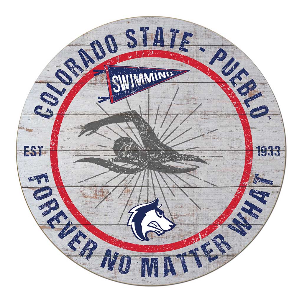 20x20 Throwback Weathered Circle Colorado State-Pueblo Thunder Wolves Swimming