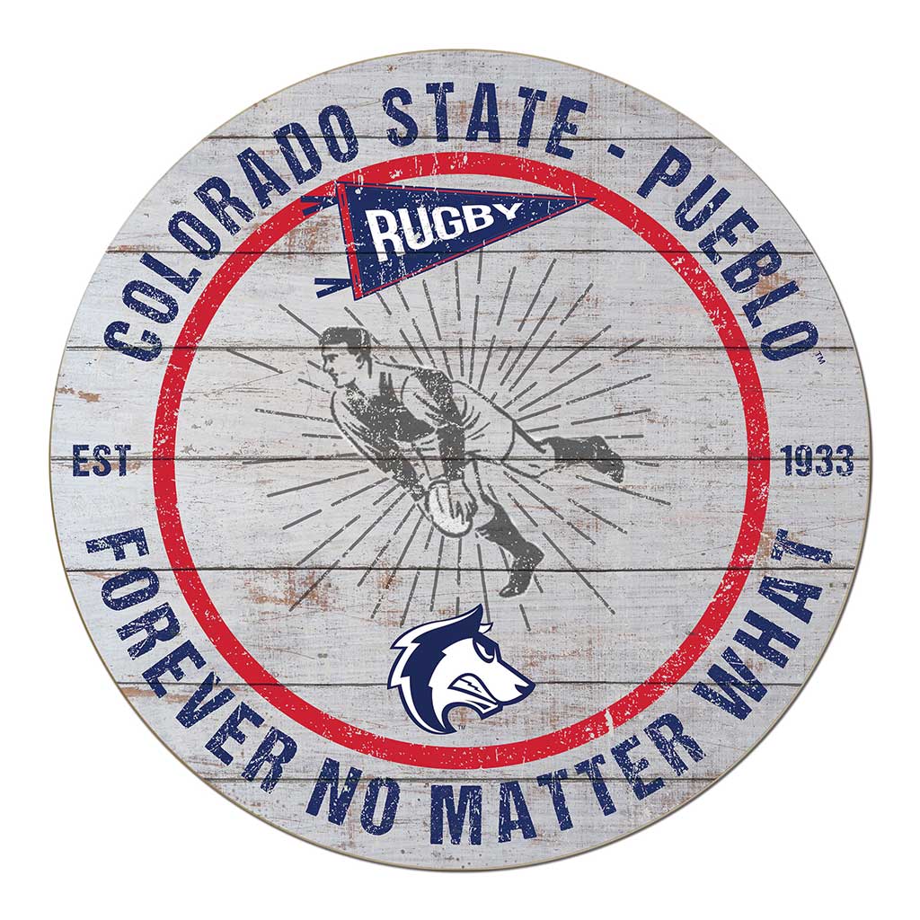 20x20 Throwback Weathered Circle Colorado State-Pueblo Thunder Wolves Rugby