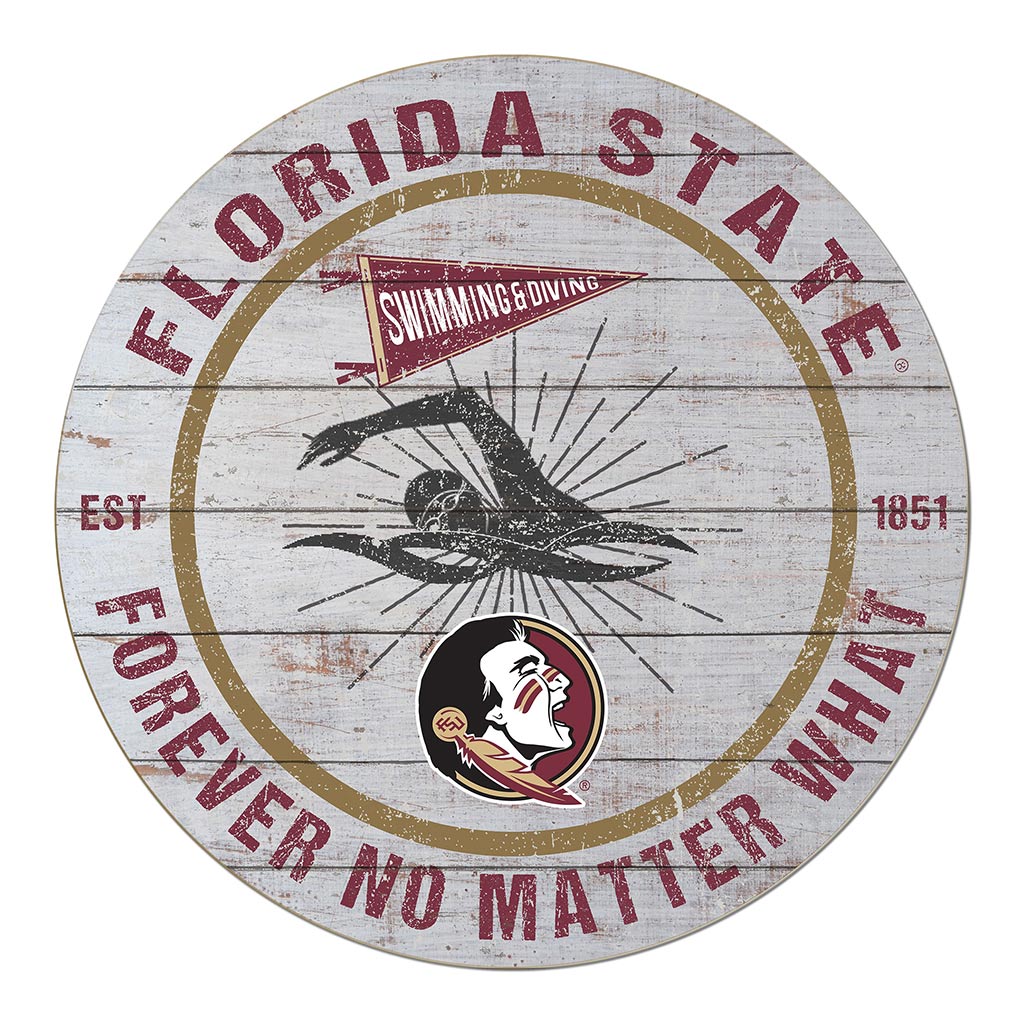 20x20 Throwback Weathered Circle Florida State Seminoles Swimming