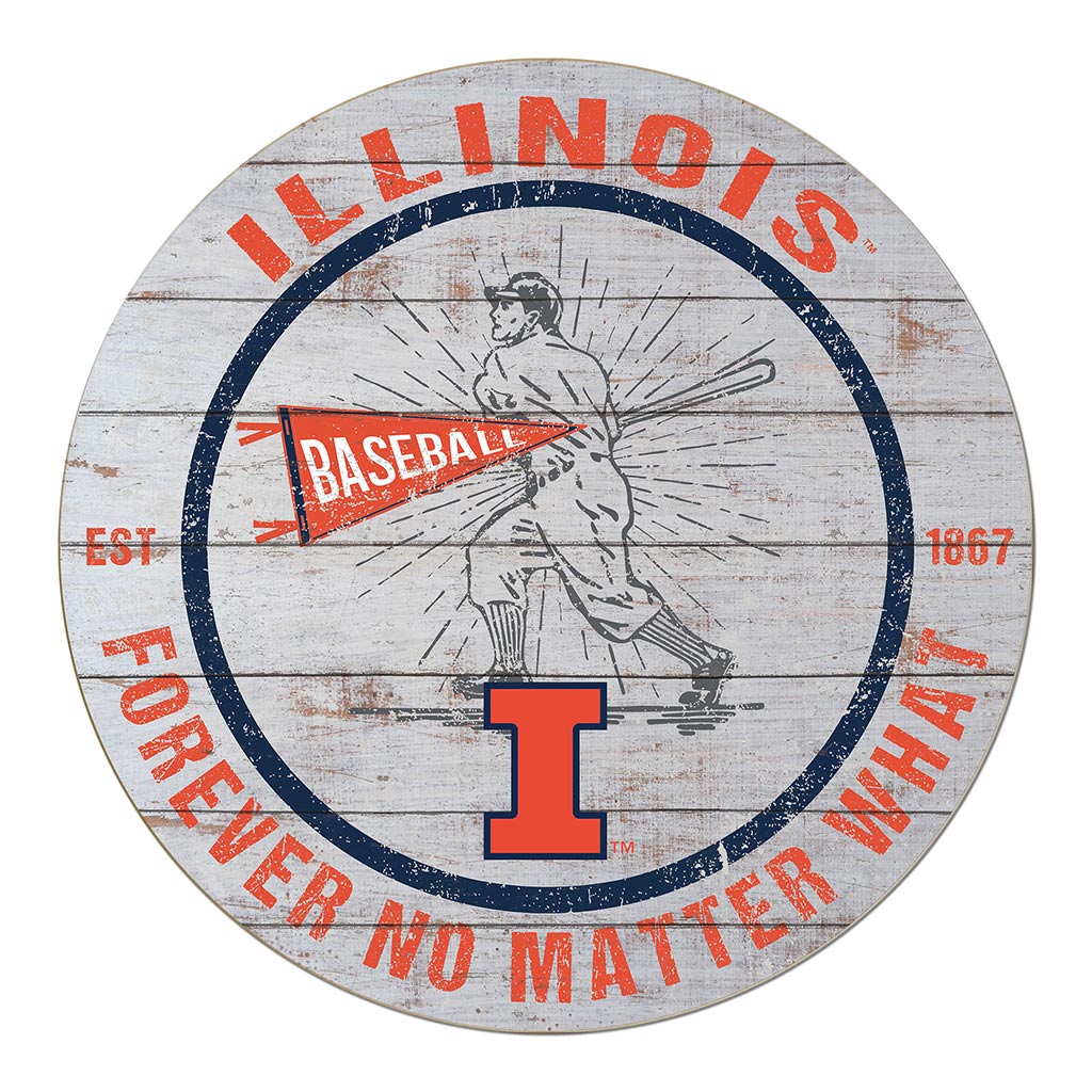 20x20 Throwback Weathered Circle Illinois Fighting Illini Baseball