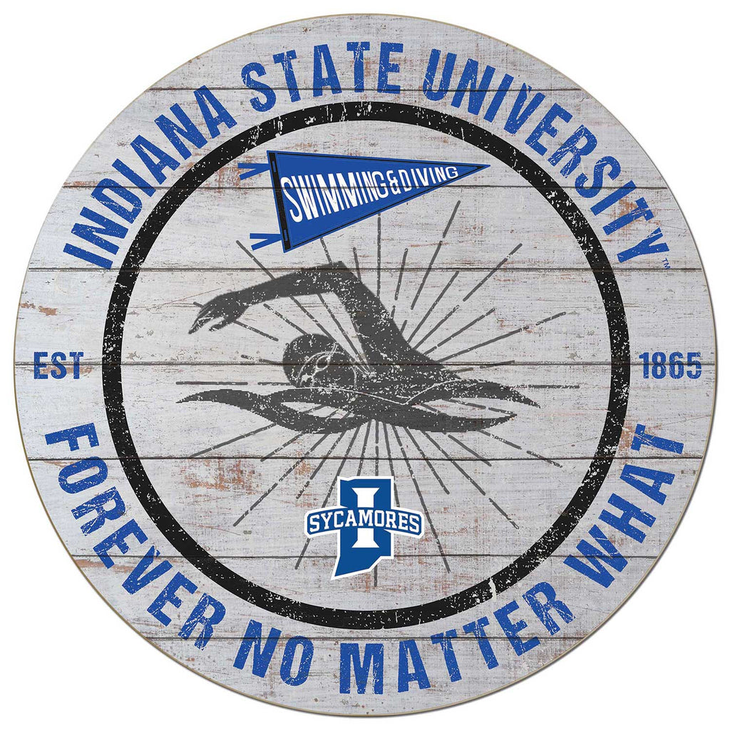 20x20 Throwback Weathered Circle Indiana State Sycamores Swimming