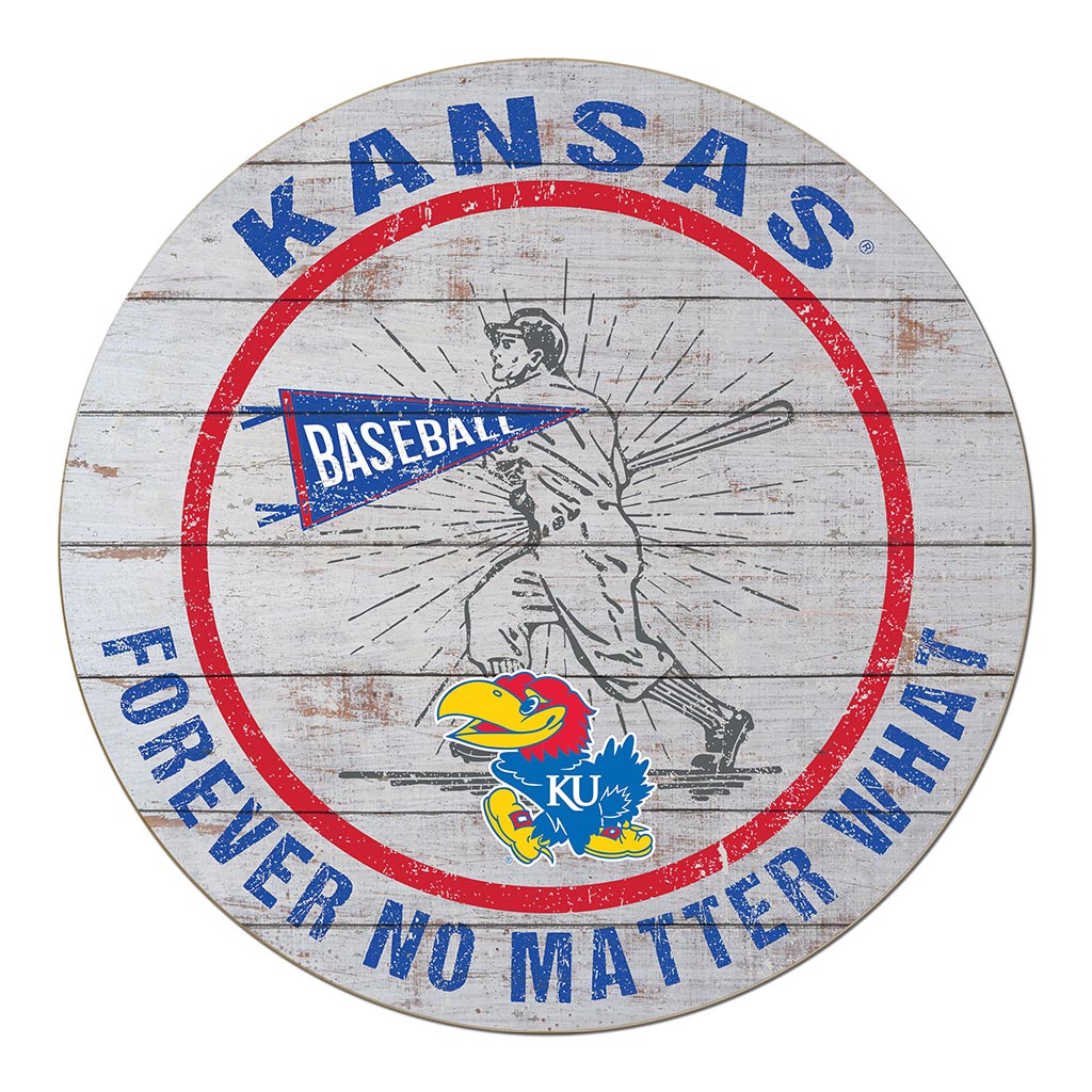 20x20 Throwback Weathered Circle Kansas Jayhawks Baseball