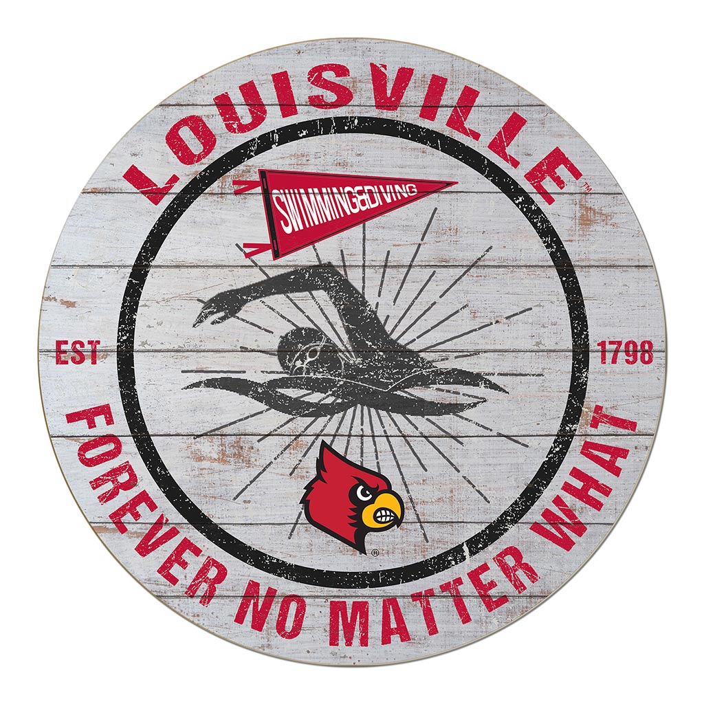 20x20 Throwback Weathered Circle Louisville Cardinals Swimming