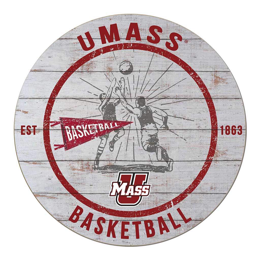 20x20 Throwback Weathered Circle Massachusetts (UMASS-Amherst) Minutemen Basketball