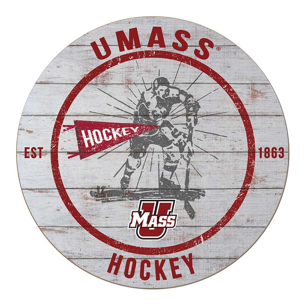 20x20 Throwback Weathered Circle Massachusetts (UMASS-Amherst) Minutemen Hockey