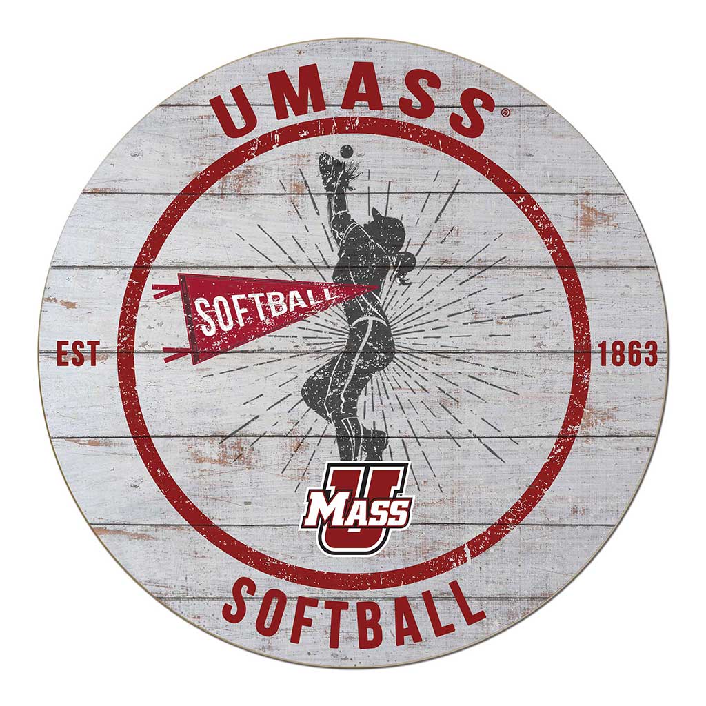 20x20 Throwback Weathered Circle Massachusetts (UMASS-Amherst) Minutemen Softball