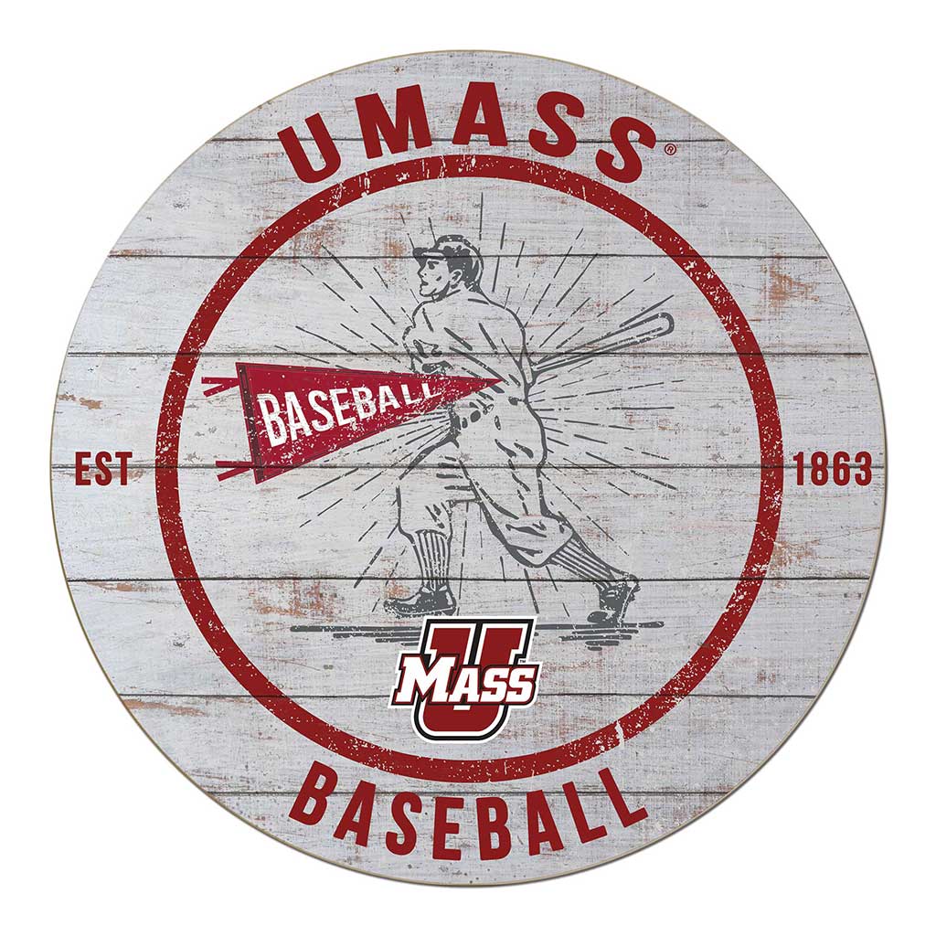 20x20 Throwback Weathered Circle Massachusetts (UMASS-Amherst) Minutemen Baseball
