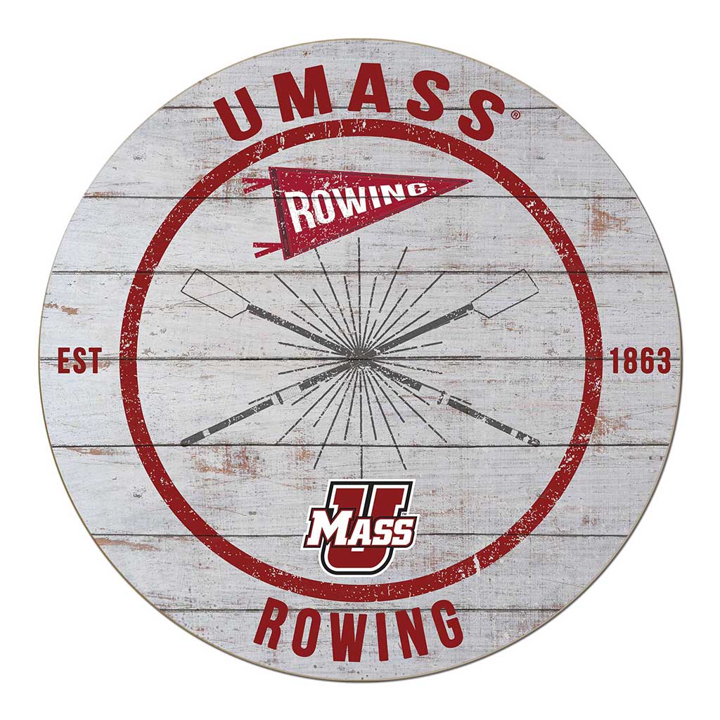 20x20 Throwback Weathered Circle Massachusetts (UMASS-Amherst) Minutemen Rowing
