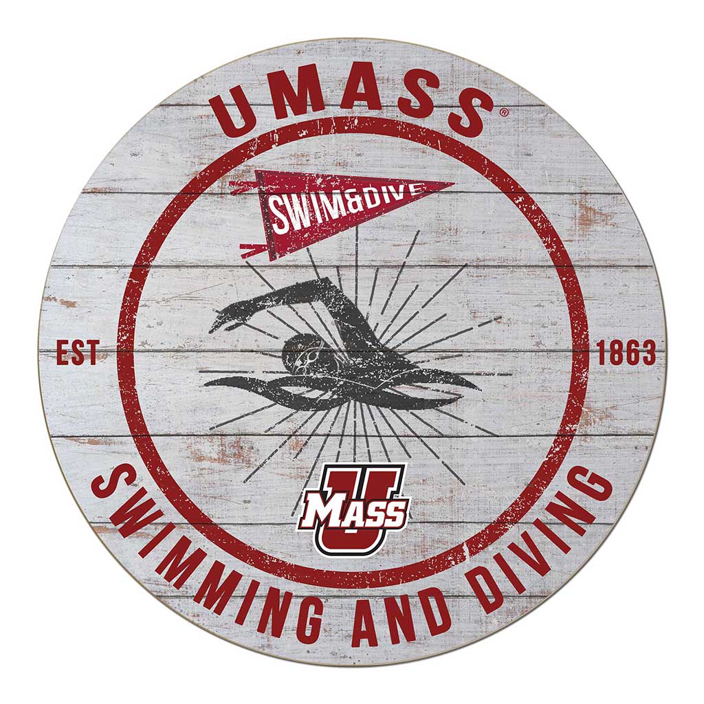 20x20 Throwback Weathered Circle Massachusetts (UMASS-Amherst) Minutemen Swimming