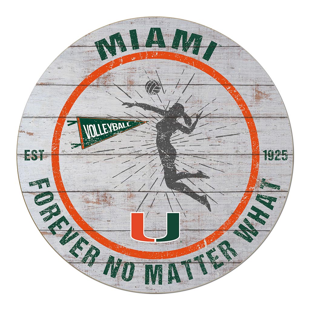 20x20 Throwback Weathered Circle Miami Hurricanes Volleyball Girls