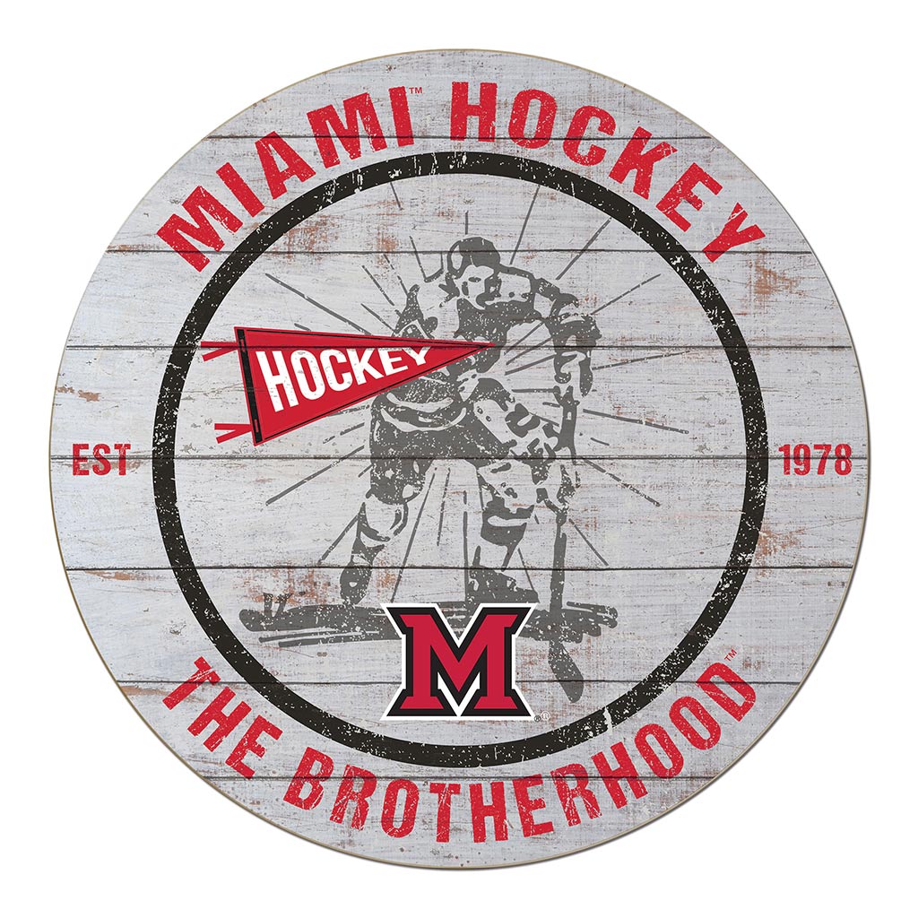 20x20 Throwback Weathered Circle Miami of Ohio Redhawks-Hockey
