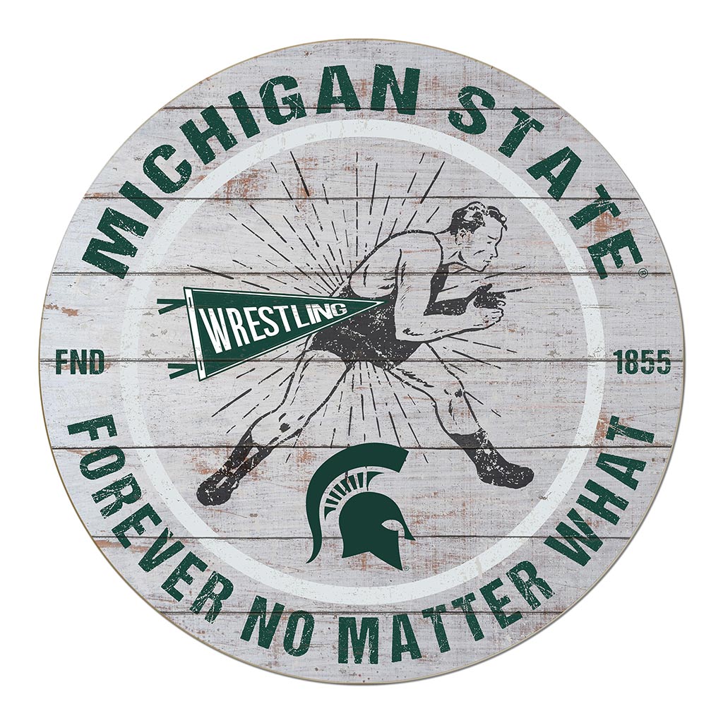 20x20 Throwback Weathered Circle Michigan State Spartans Wrestling