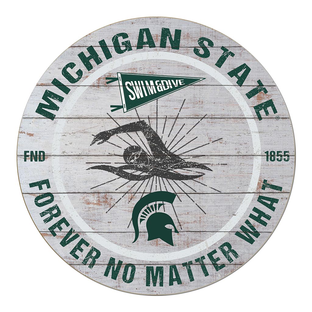 20x20 Throwback Weathered Circle Michigan State Spartans Swimming