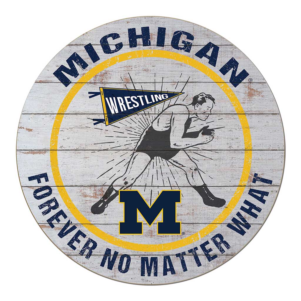 20x20 Throwback Weathered Circle Michigan Wolverines Wrestling